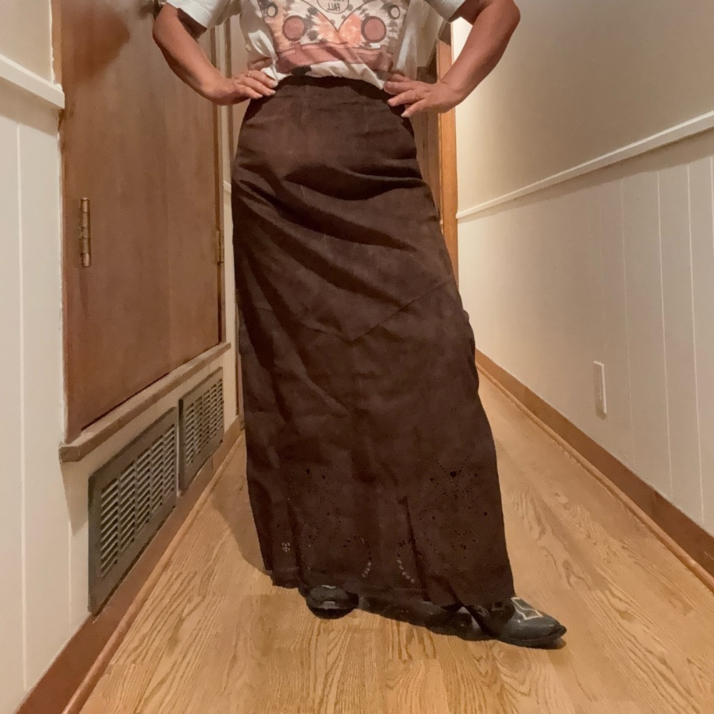 Siena Studio leather Dark Brown Maxi Skirt - Picture 4 of 13